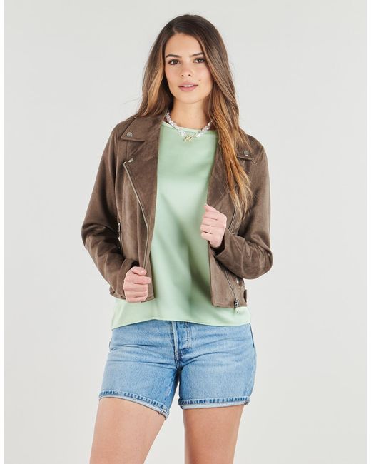 Vero Moda Brown Leather Jacket Vmjose Short Jacket