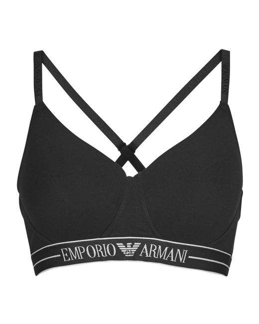 Emporio Armani Black Sports Bras Everyday Cotton Padded Soft Coutour Bra
