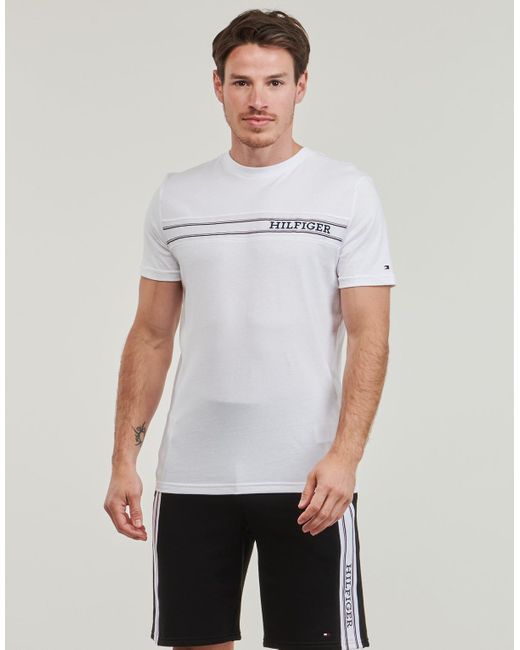Tommy Hilfiger White T Shirt Monotype Stripe for men