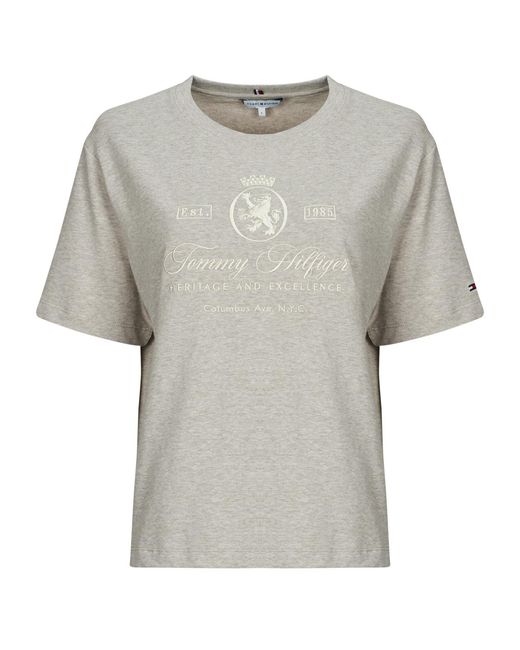 Tommy Hilfiger Gray T Shirt Varsity Crest Rlx Ss Tee