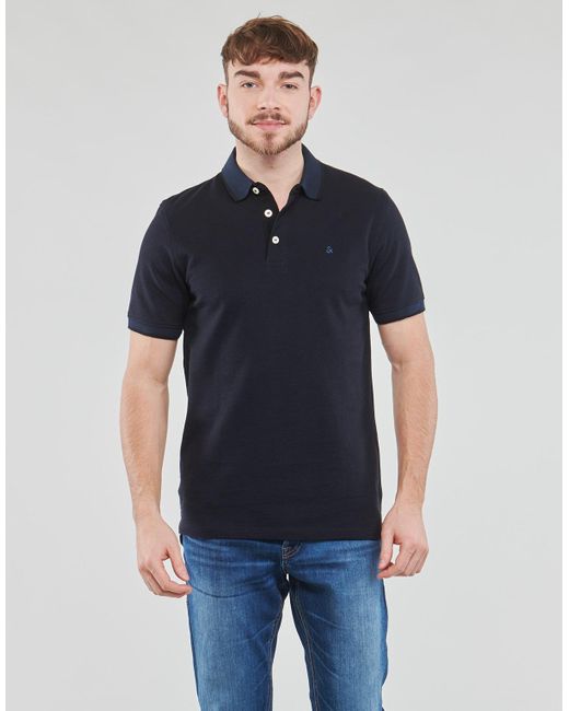 Jack & Jones Blue Polo Shirt Jjepaulos Polo Ss for men