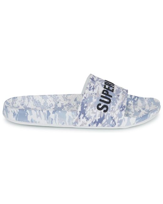 Superdry Blue Tap-dancing Camo Print Pool Slide for men