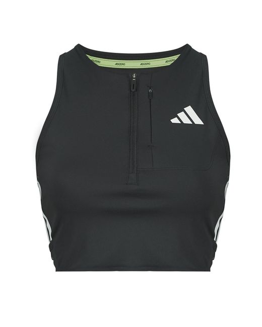 Adidas Black Sport Bras Adizero Running Gel Pocket Crop Long-sleeve Top