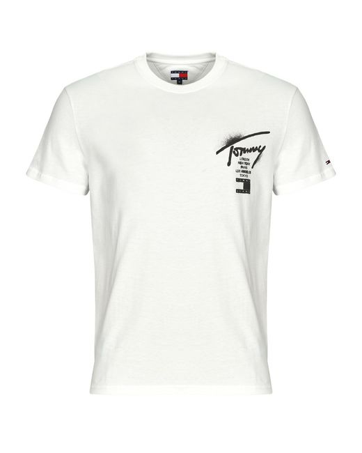 Tommy Hilfiger White T Shirt Tjm Reg City Sign Ss Tee Ext for men