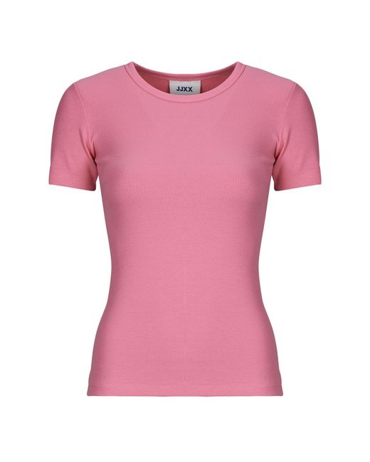 JJXX Pink T Shirt Jxfrankie Str Ss Rib Tee