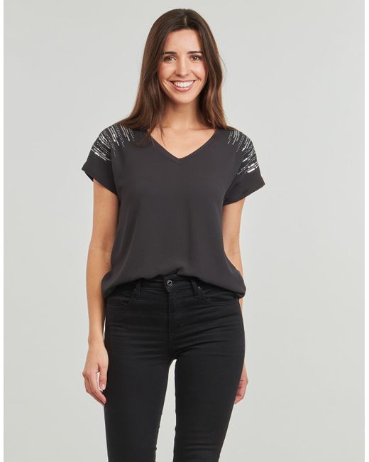 ONLY Black T Shirt Onllouisa Capsleeve Mix Top Box Jrs