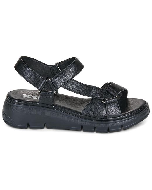Xti Black Wedge Sandals 145398