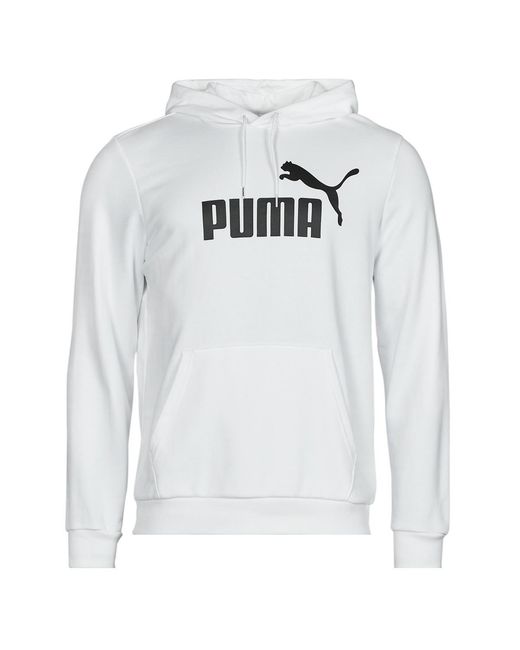 PUMA White Ess Big Logo Hoodie Fl Sweatshirt for men