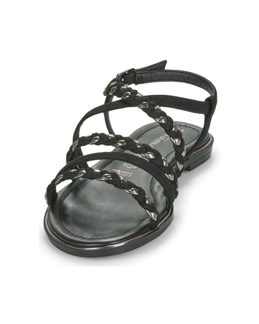 Tamaris Black Flat Sandals Lilotte