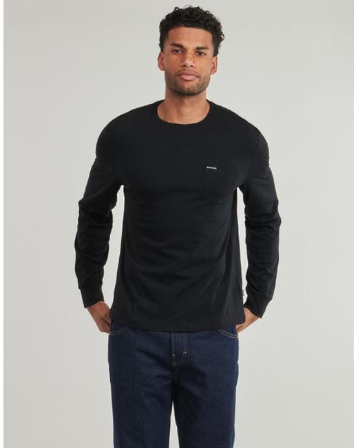 Guess Black Long Sleeve T-shirt Ls Cn Reg Pkt Tee for men