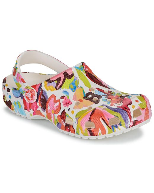 CROCSTM Red Clogs (shoes) Classic Painted Floral Clog