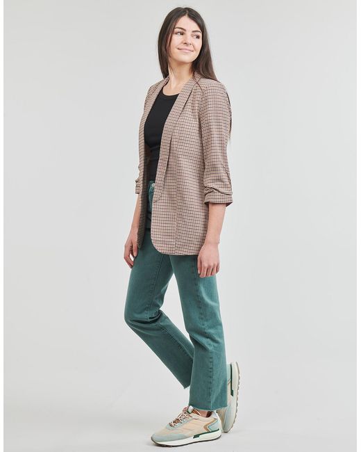 Pieces Brown Jacket Pcboss 3/4 Printed Blazer