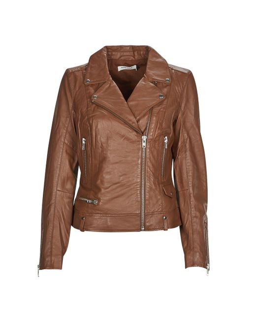 Naf Naf Brown Leather Jacket Caren