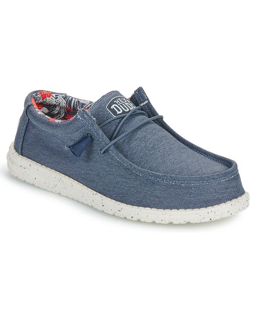 Hey Dude Blue Slip-ons (shoes) Wally Stretch Canvas for men