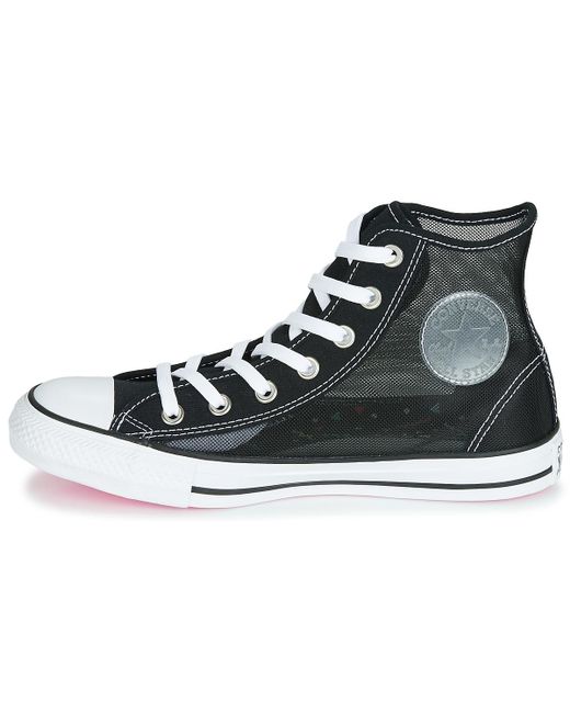 converse chuck taylor all star see thru platform sneakers in black