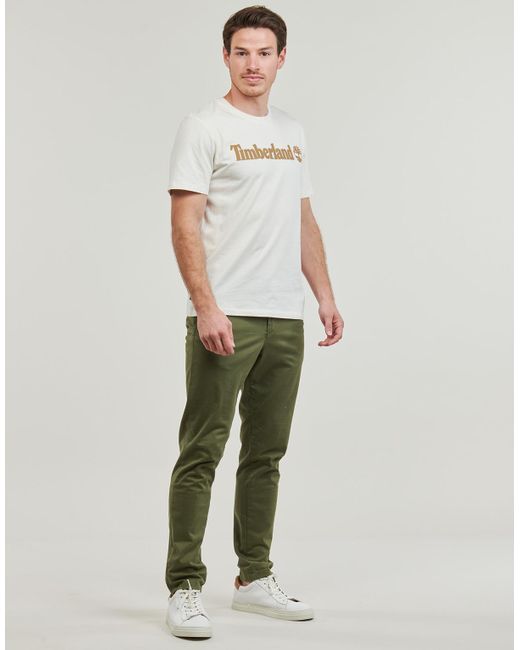 Timberland White T Shirt Linear Logo Short Sleeve Tee for men
