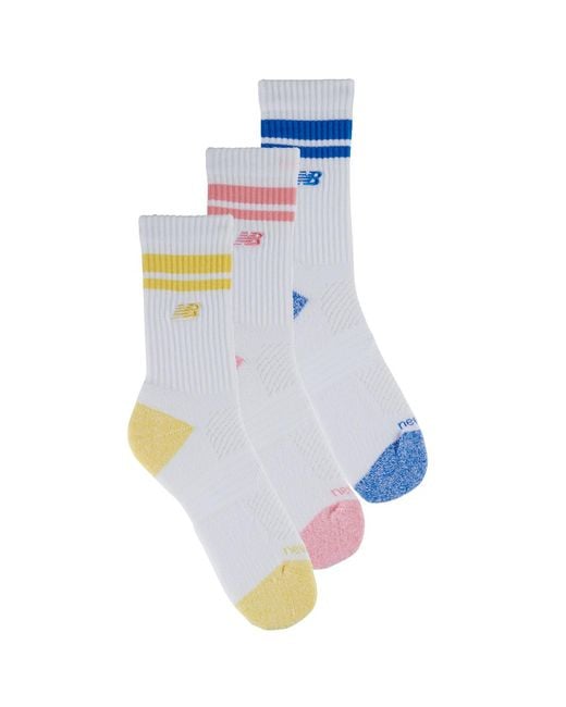 New Balance Blue Sports Socks Active Lifestyle Striped Crew Socks 3 Pack