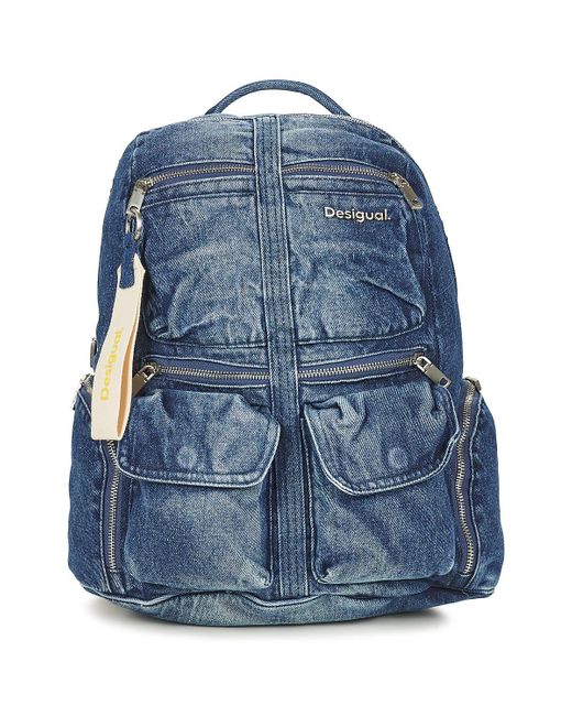 Desigual Blue Backpack Back Denim Priori Multipocket Chester