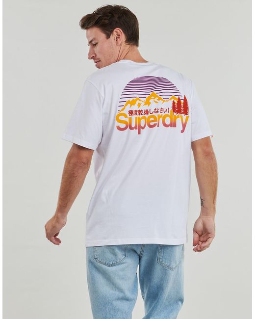 Superdry White T Shirt Logo Great Outdoors Chest for men