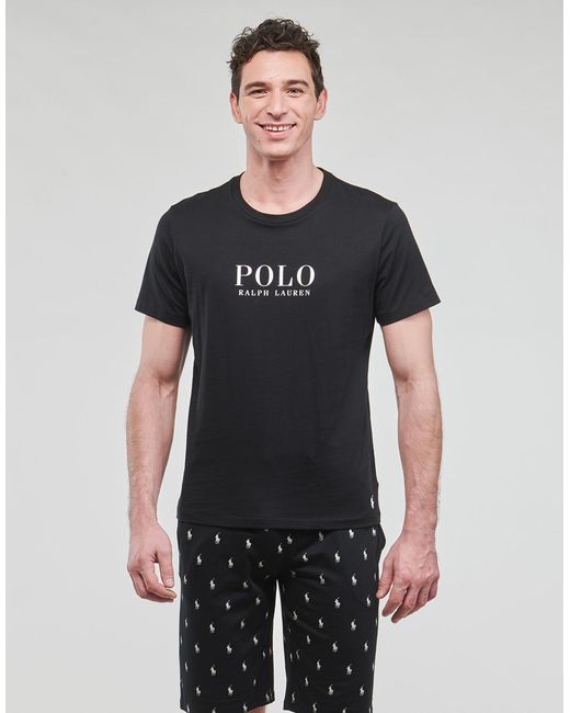 Polo Ralph Lauren Black T Shirt Sleepwear-s/s Crew-sleep-top for men