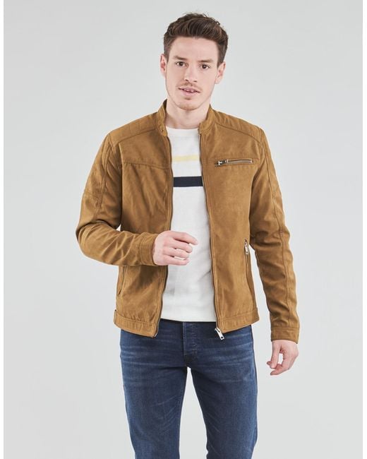 Jack & Jones Green Jjerocky Leather Jacket for men
