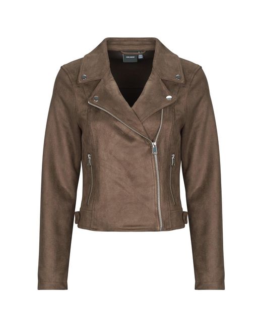 Vero Moda Brown Leather Jacket Vmjose Short Jacket