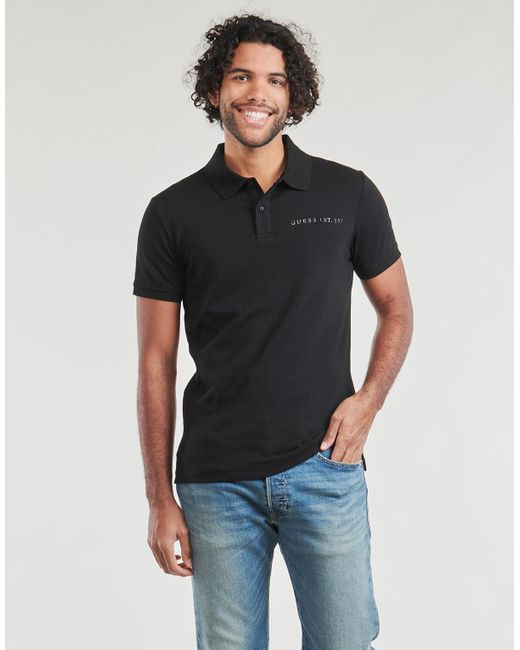 Guess Black Polo Shirt Nolan Ss Polo for men