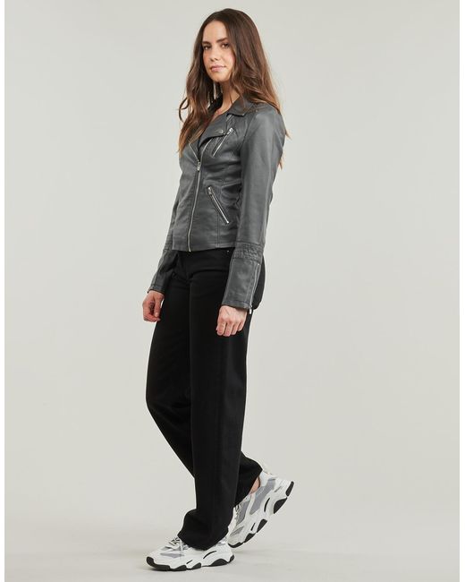 ONLY Gray Leather Jacket Onlgemma