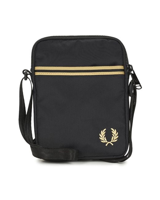 Fred Perry Black Pouch Tipped Tap Small Side Bag for men
