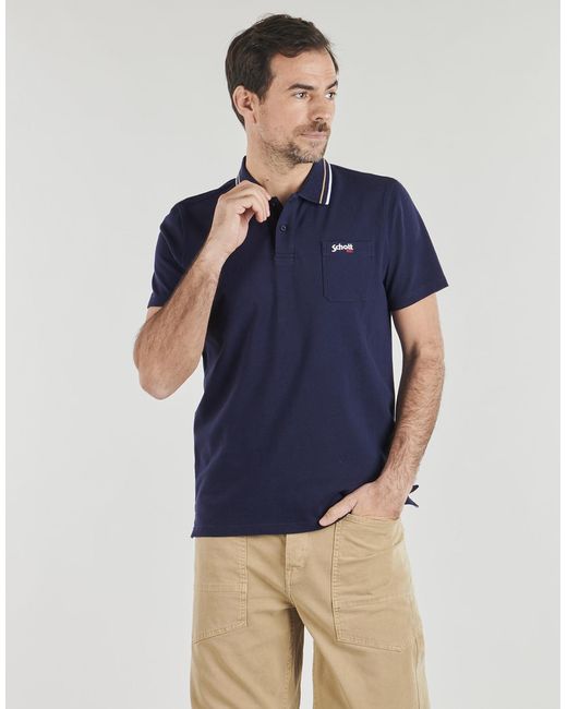 Schott Nyc Blue Polo Shirt Ps Danny for men