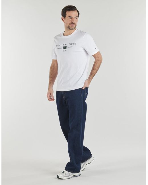 Tommy Hilfiger White T Shirt Brand Love Mono Stack Tee for men
