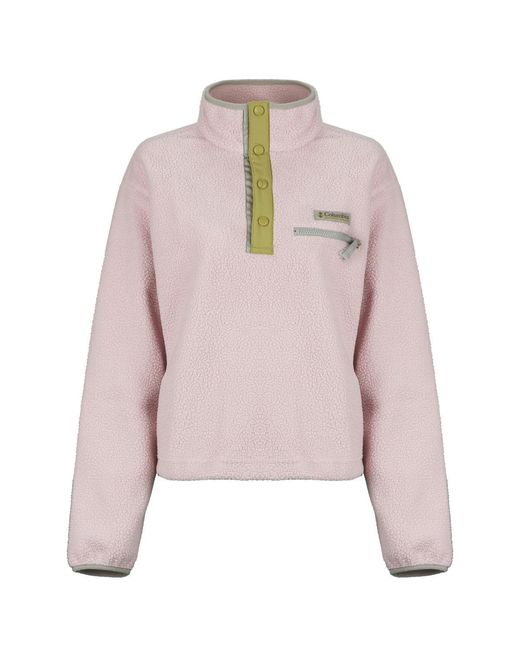 Columbia Pink Fleece Jacket Helvetia Ii Cropped Half Snap Fleece