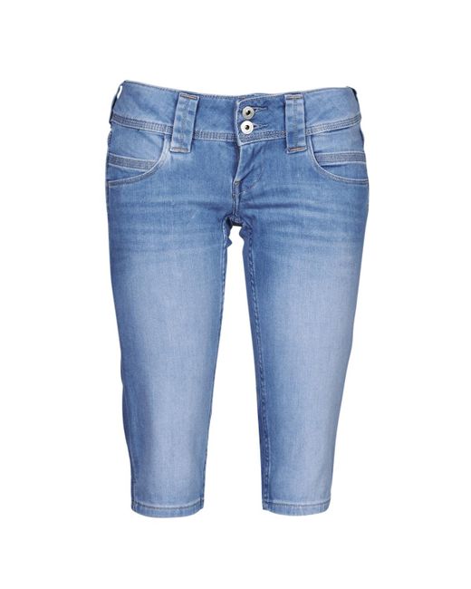 Pepe Jeans Denim Venus Crop Cropped Trousers in Blue - Lyst