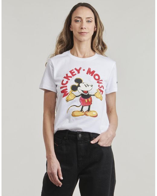Desigual White T Shirt Mickey Mouse