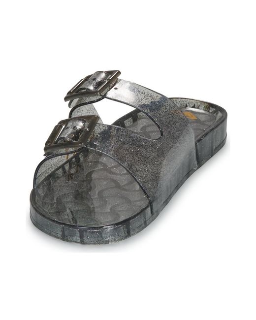 Roxy Black Flat Sandals Kattie Glitter