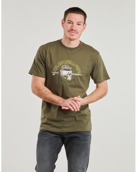 Quiksilver Green T Shirt Skull Lines Ss for men