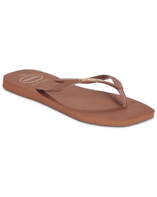 Havaianas Brown Flip Flops / Sandals (shoes) Square Logo Pop Up