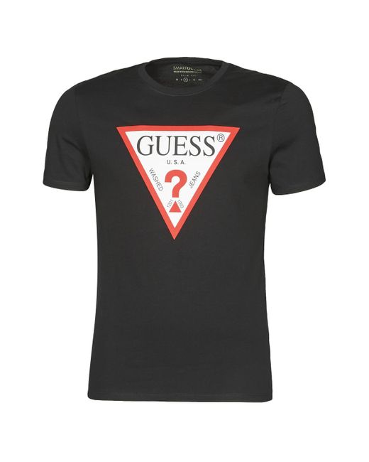 Guess Black Cn Ss Original Logo Tee T Shirt for men