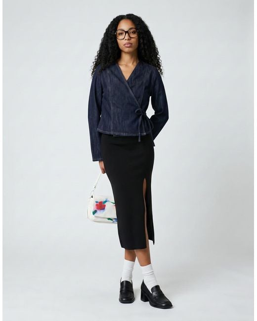Moony Mood Black Midi Skirts Flyne