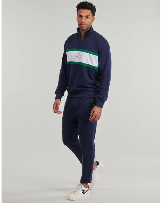 Fila Blue Tracksuit Bottoms Jovencan Slim Cropped Smart Sweatpants for men
