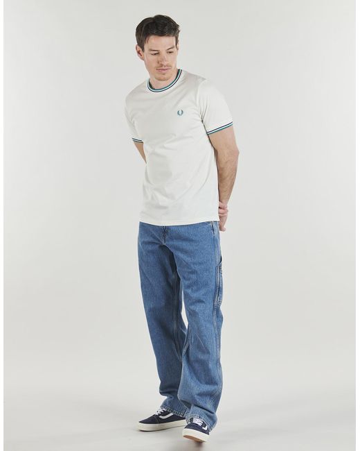 Fred Perry White Polo Shirt Twin Tipped T-shirt for men