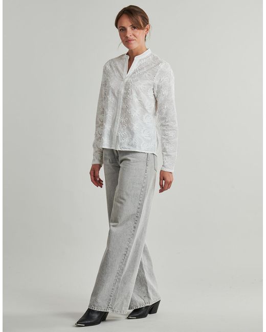 ONLY White Blouse Onlcarmen Fr L/s 3d Emb Shirt
