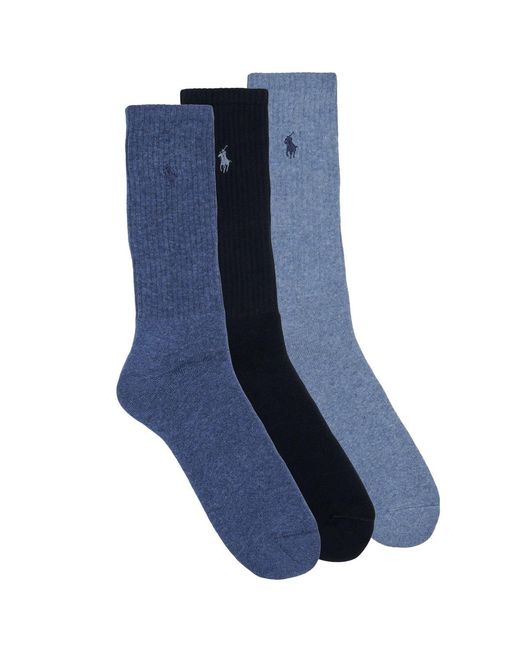 Polo Ralph Lauren Blue High Socks Crew W/pp Crew 3 Pack for men