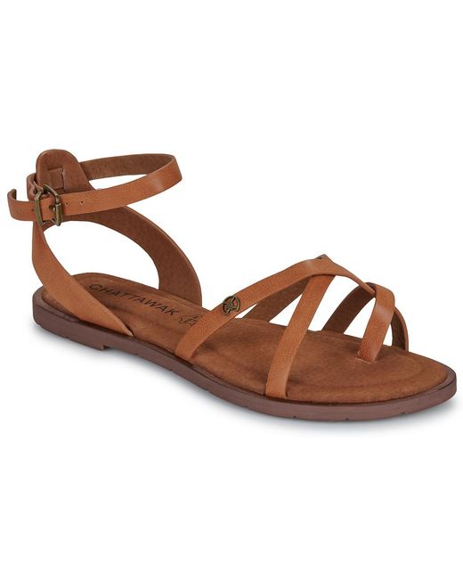 Chattawak Brown Flat Sandals Perlita