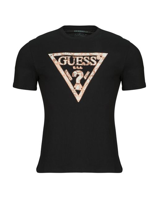 Guess Black T Shirt Cn Triangle Tee for men