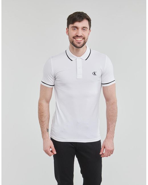 Calvin Klein White Tipping Slim Polo Polo Shirt for men