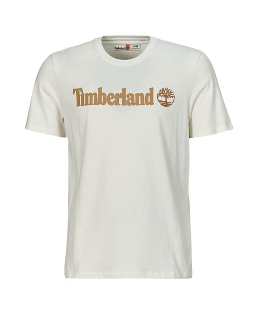 Timberland White T Shirt Linear Logo Short Sleeve Tee for men