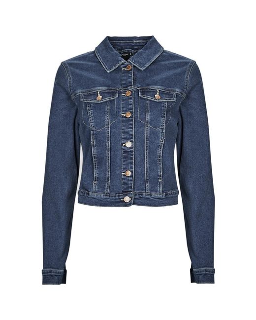 Vero Moda Blue Denim Jacket Vmluna Ls Slim Dnm Jacket Mix Ga Noos