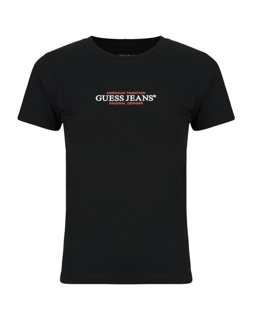 Guess Black T Shirt Ss Cn Slim American Tr Tee