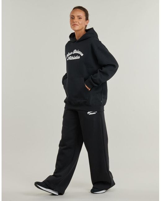 New Balance Black Hoodies Linear Heritage Fleece Long Hoodie